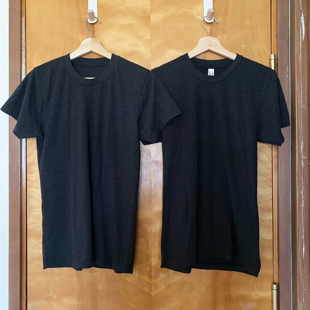 SET OF 2 Los Angeles Apparel TR01 Unisex Tri-Blend Crew Neck T-Shirt Dark Gray S